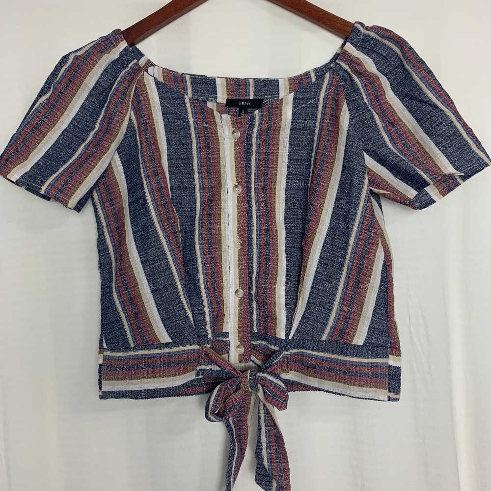 *NEW* DREW [Anthropologie] Striped Tie Front Top